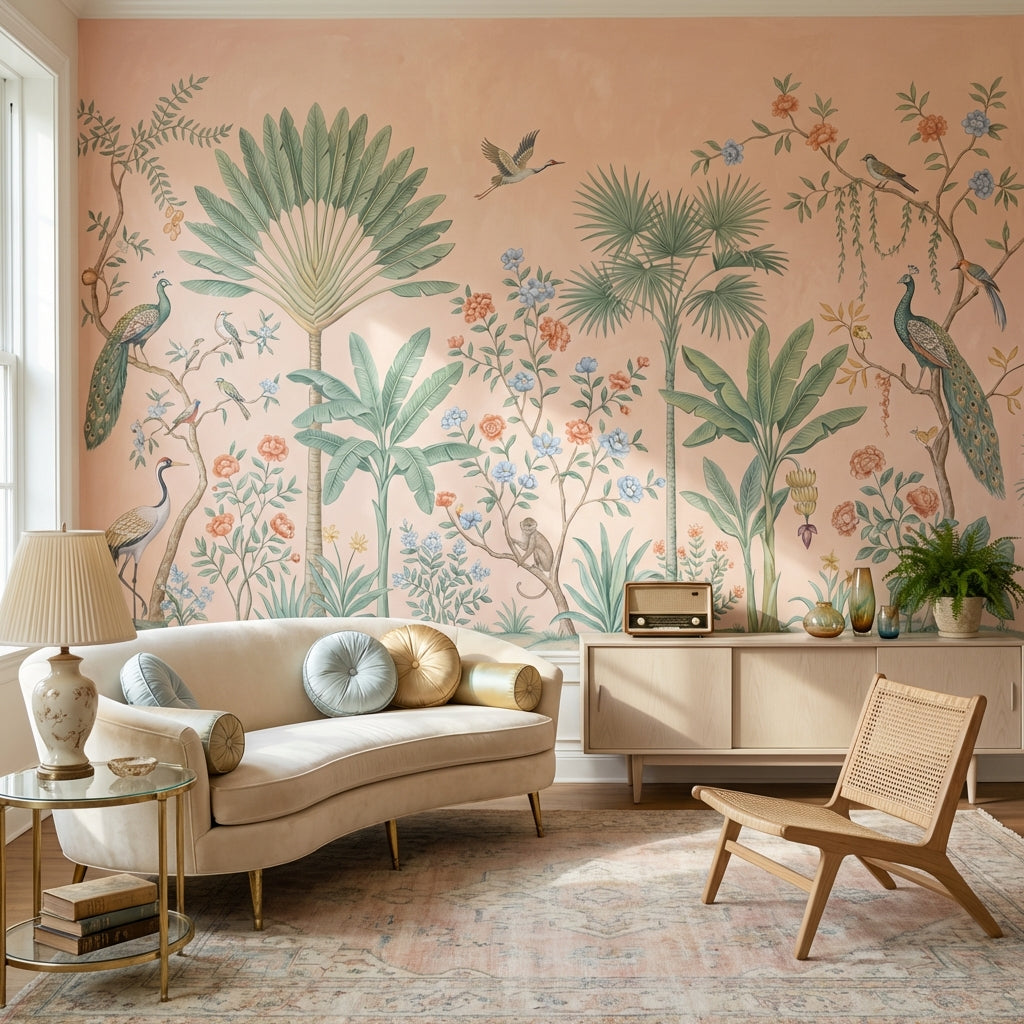 Tropical Birds Wallpaper Vintage Chinoiserie Wall Mural
