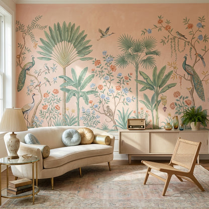 Tropical Birds Wallpaper Vintage Chinoiserie Wall Mural