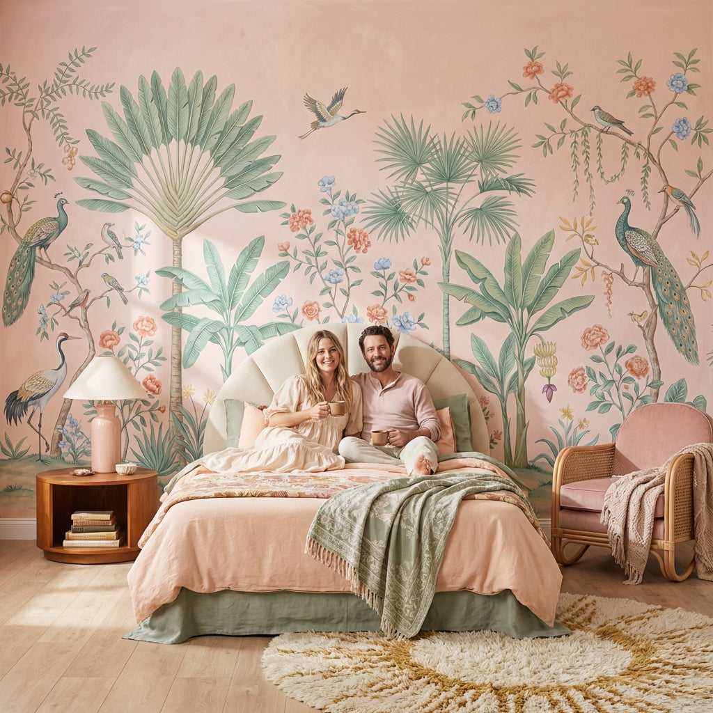 Tropical Birds Wallpaper Vintage Chinoiserie Wall Mural