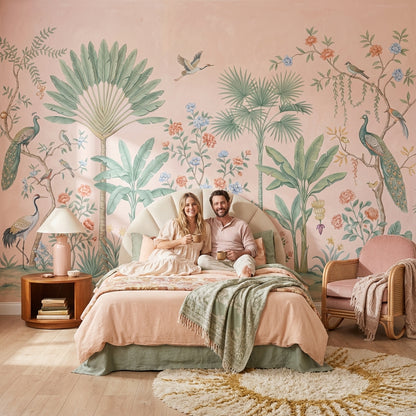 Tropical Birds Wallpaper Vintage Chinoiserie Wall Mural