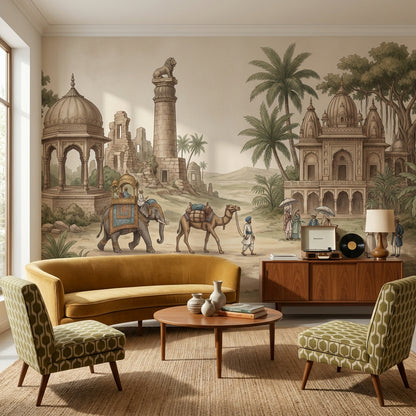 Indian Architecture Wallpaper Elephant Camel Wall Mural