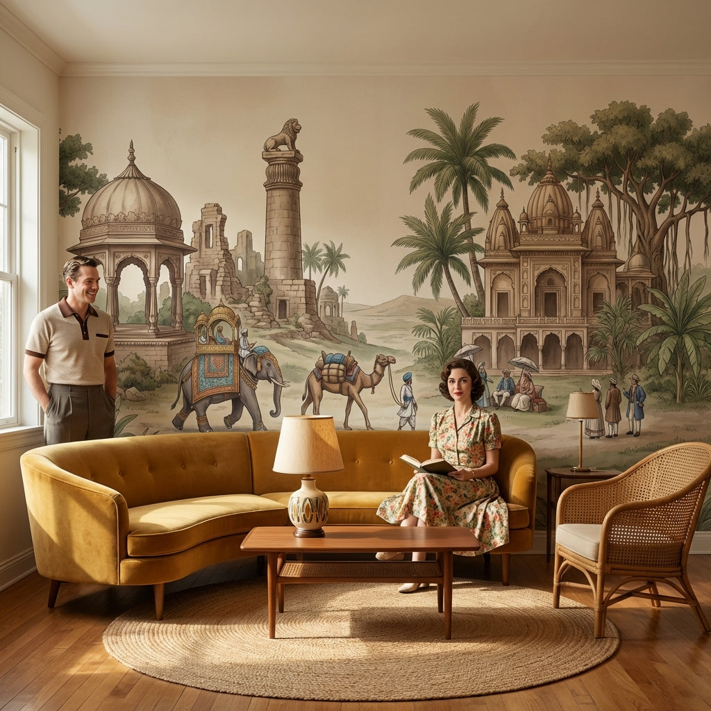 Indian Architecture Wallpaper Elephant Camel Wall Mural