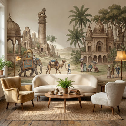 Indian Architecture Wallpaper Elephant Camel Wall Mural