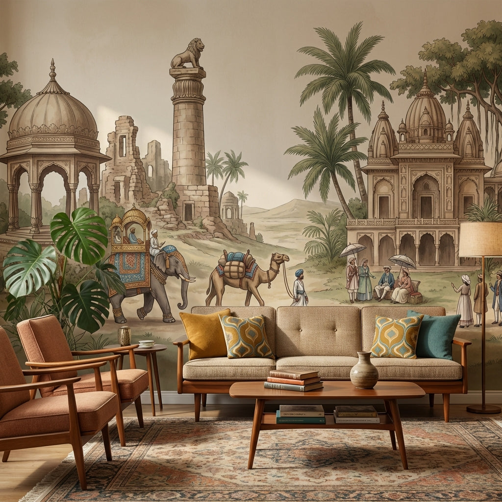 Indian Architecture Wallpaper Elephant Camel Wall Mural