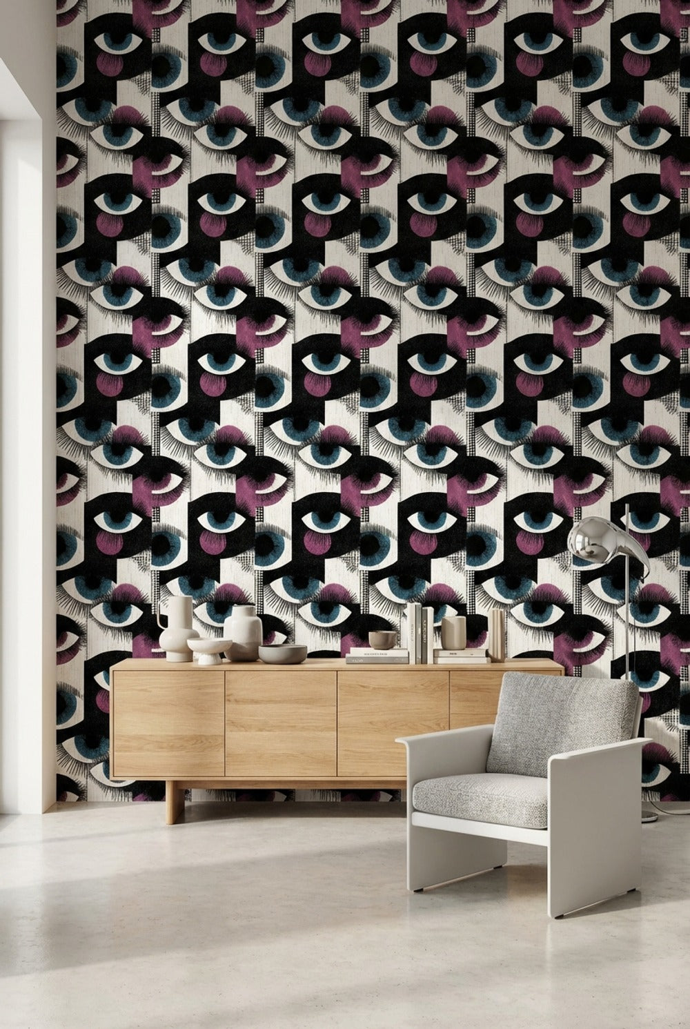 White Background Wallpaper Geometric Abstract Wall Mural