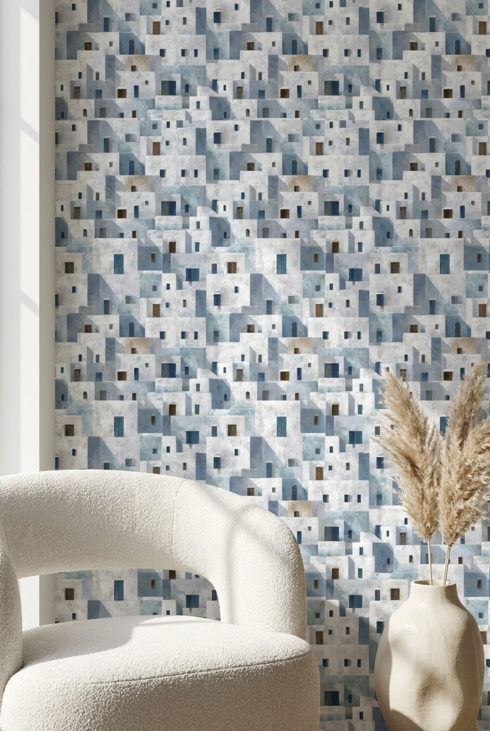 Mediterranean Geometric Wallpaper Abstract Minimalist Decorative Mural