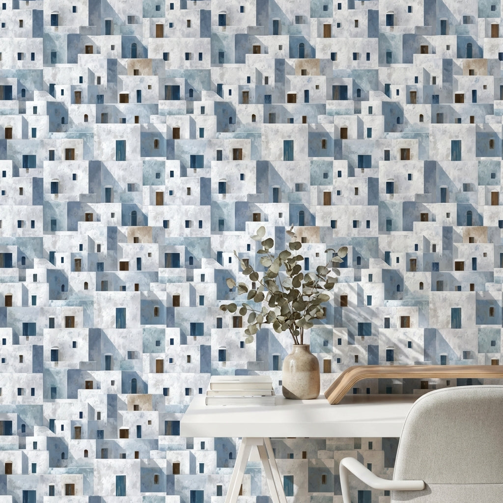 Mediterranean Geometric Wallpaper Abstract Minimalist Decorative Mural