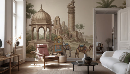 Indian Architecture Wallpaper Elephant Camel Wall Mural