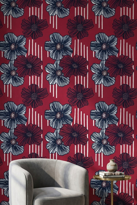 Floral Wallpaper Striped Modern Decorative Mural
