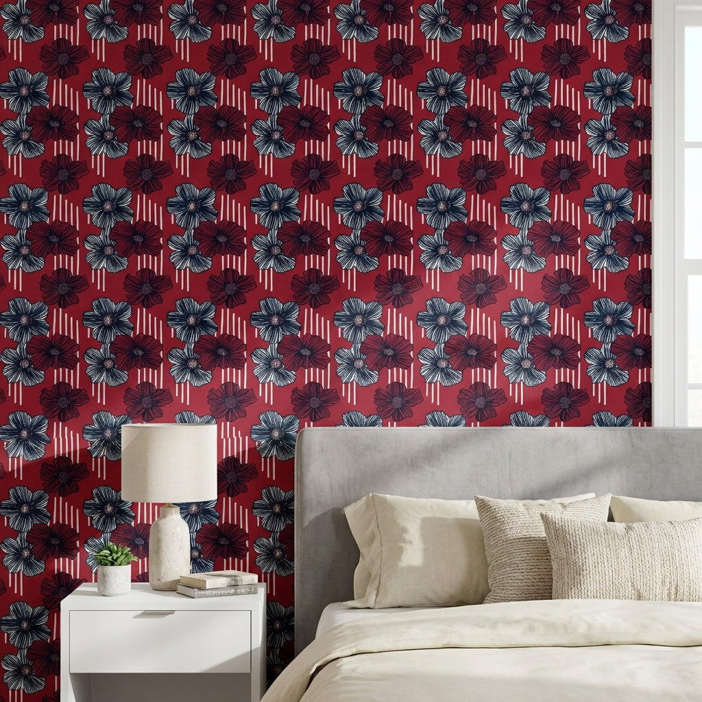 Floral Wallpaper Striped Modern Decorative Mural