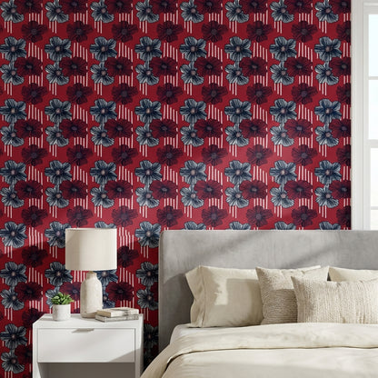 Floral Wallpaper Striped Modern Decorative Mural
