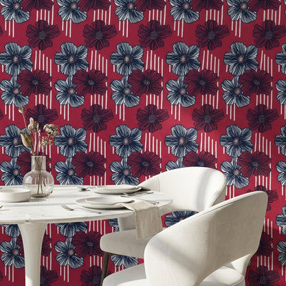 Floral Wallpaper Striped Modern Decorative Mural