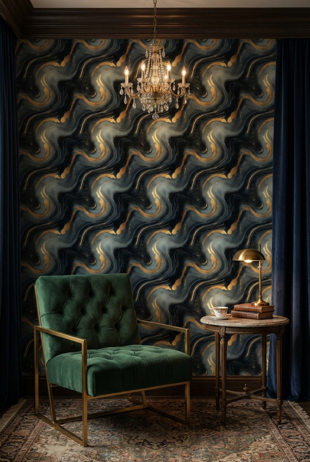 Abstract Marble Wallpaper Black Luxury Decorative Mural