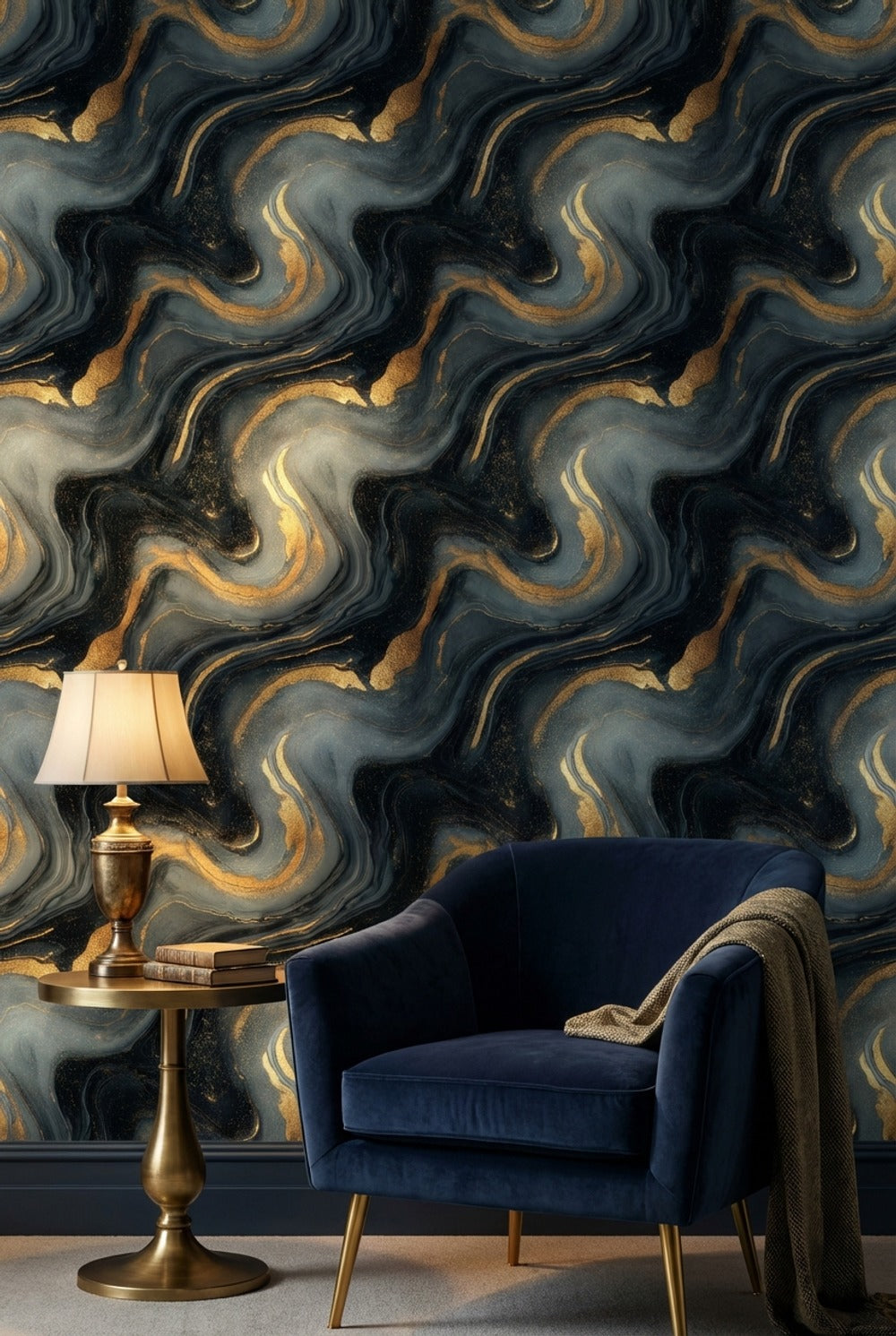 Abstract Marble Wallpaper Black Luxury Decorative Mural