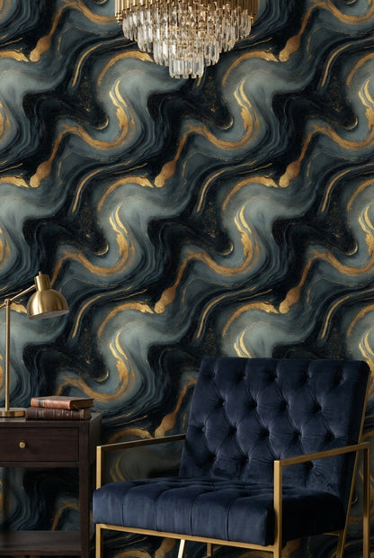 Abstract Marble Wallpaper Black Luxury Decorative Mural