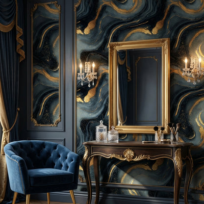 Abstract Marble Wallpaper Black Luxury Decorative Mural