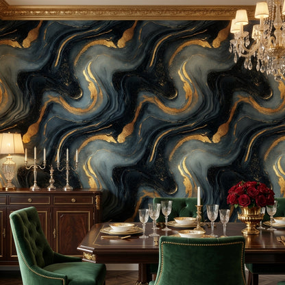 Abstract Marble Wallpaper Black Luxury Decorative Mural
