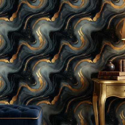 Abstract Marble Wallpaper Black Luxury Decorative Mural