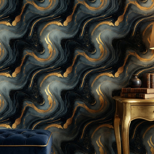 Abstract Marble Wallpaper Black Luxury Decorative Mural