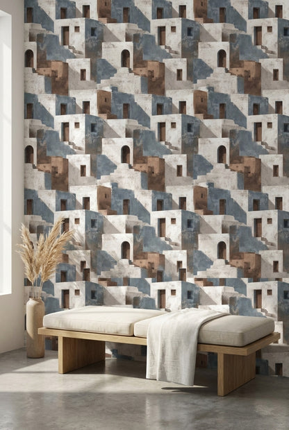 Geometric Wallpaper Architecture Mediterranean Decorative Mural