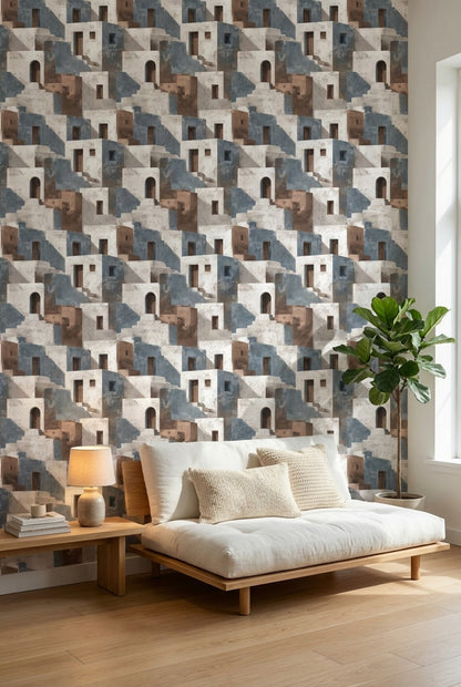 Geometric Wallpaper Architecture Mediterranean Decorative Mural