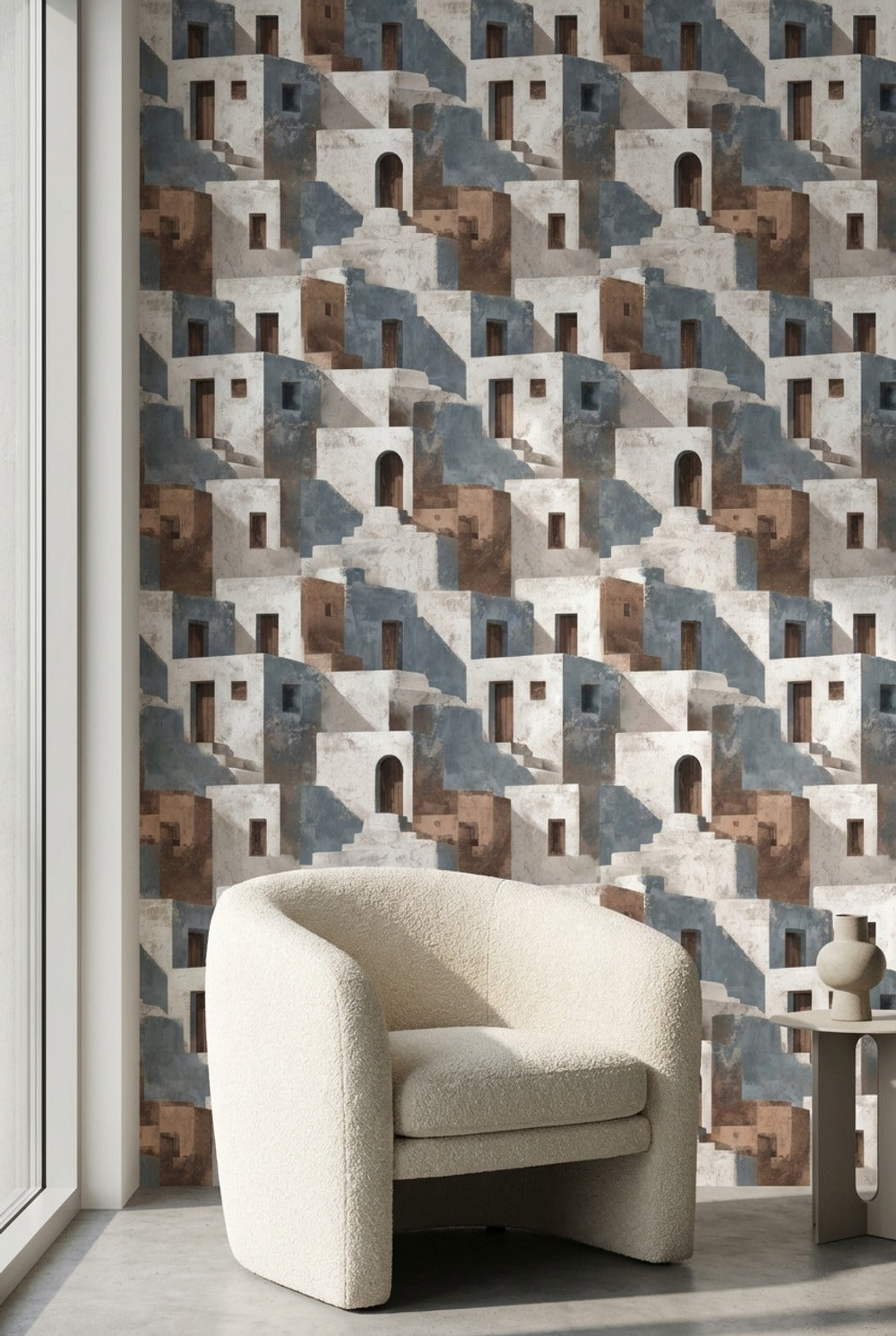 Geometric Wallpaper Architecture Mediterranean Decorative Mural