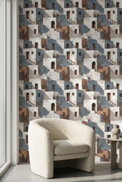 Geometric Wallpaper Architecture Mediterranean Decorative Mural