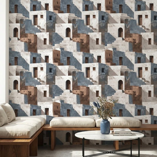 Geometric Wallpaper Architecture Mediterranean Decorative Mural