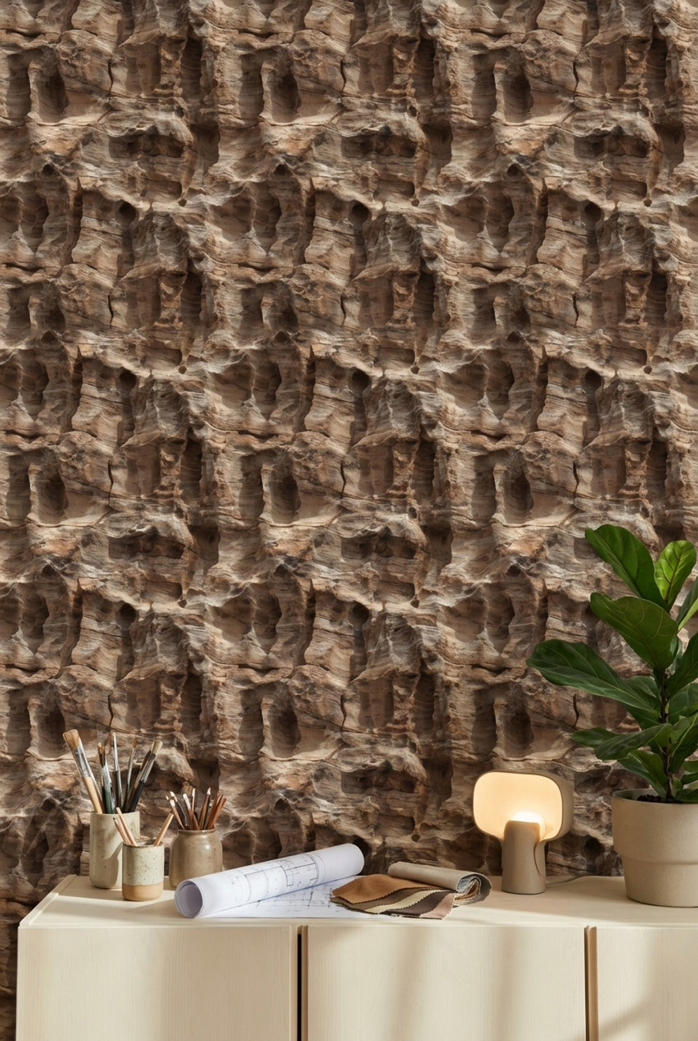 Abstract Pattern Wallpaper Natural Rustic Decorative Mural