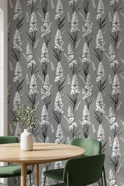 Floral Wallpaper Gray Traditional Decorative Mural