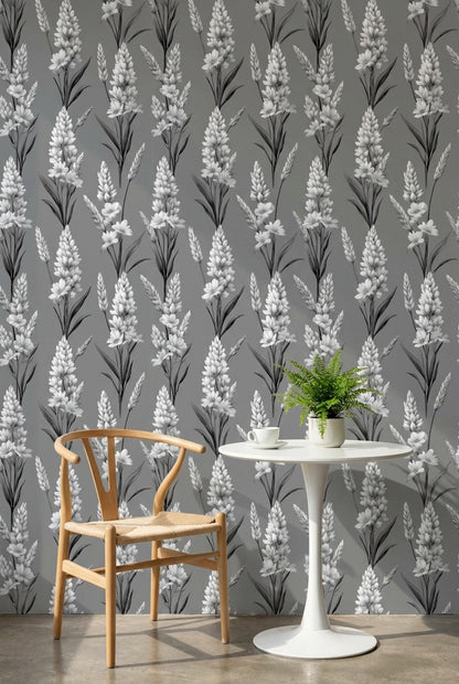 Floral Wallpaper Gray Traditional Decorative Mural