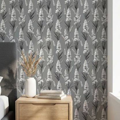 Floral Wallpaper Gray Traditional Decorative Mural