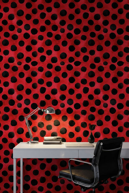 Polka Dots Wallpaper Red Graphic Decorative Mural