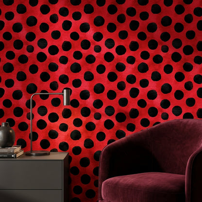 Polka Dots Wallpaper Red Graphic Decorative Mural