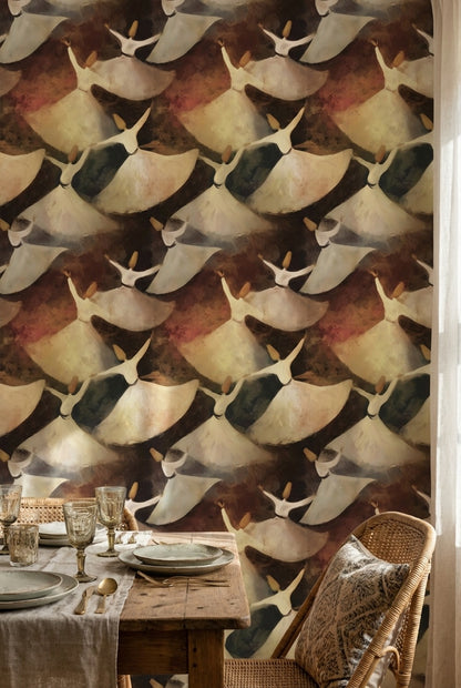 Cultural Dancers Wallpaper Fluid Earthy Decorative Mural