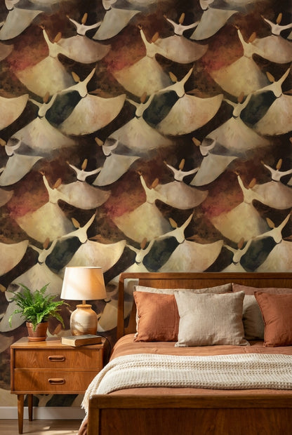 Cultural Dancers Wallpaper Fluid Earthy Decorative Mural