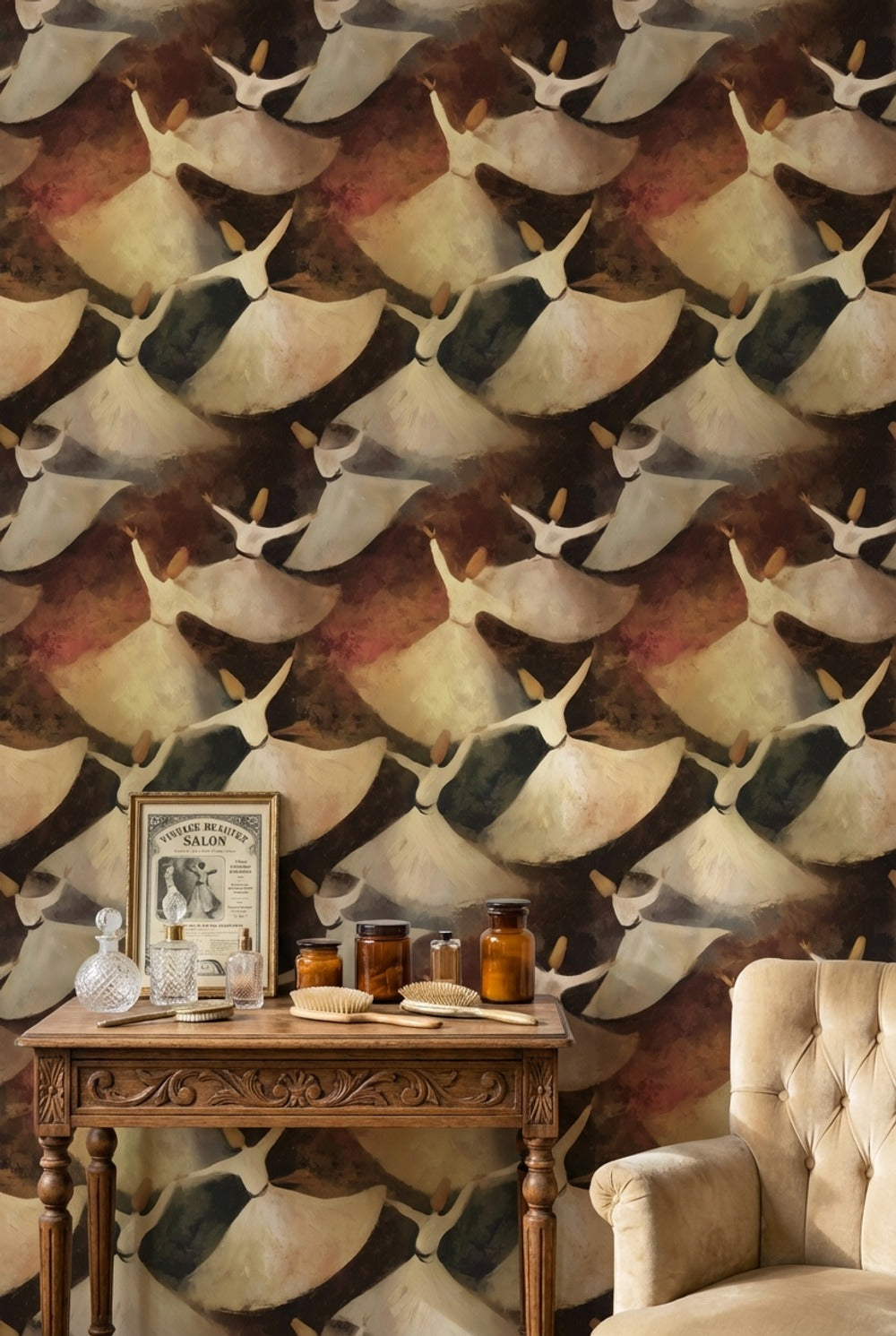 Cultural Dancers Wallpaper Fluid Earthy Decorative Mural