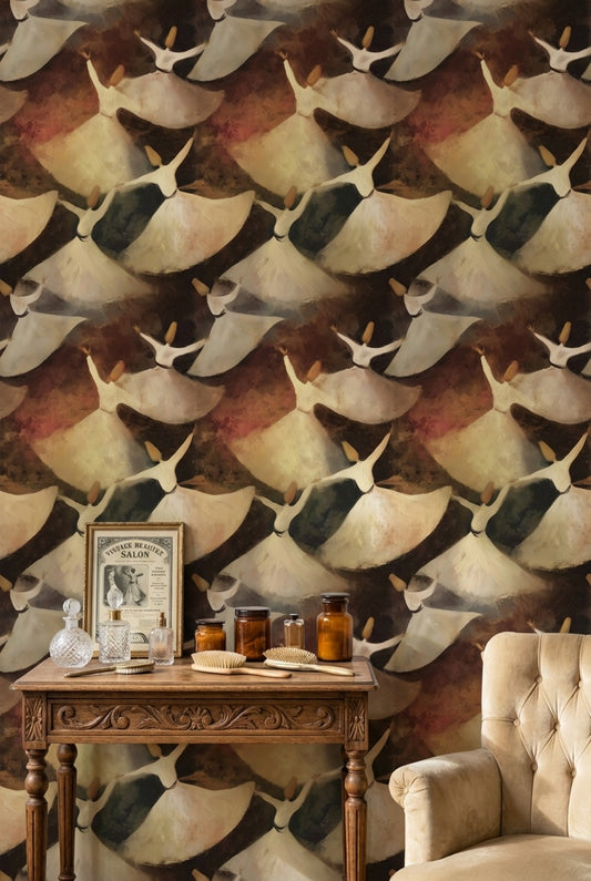Cultural Dancers Wallpaper Fluid Earthy Decorative Mural