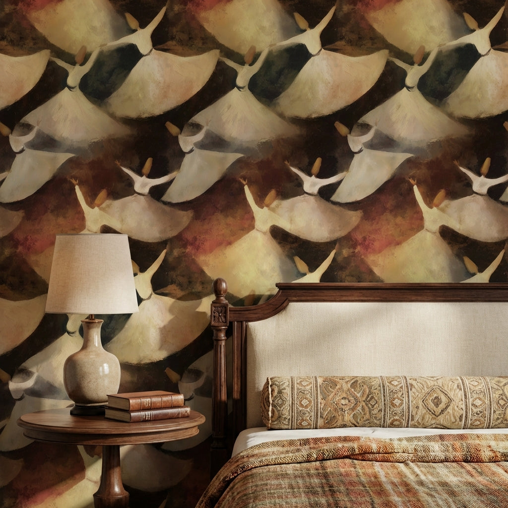 Cultural Dancers Wallpaper Fluid Earthy Decorative Mural