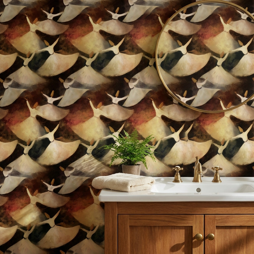 Cultural Dancers Wallpaper Fluid Earthy Decorative Mural