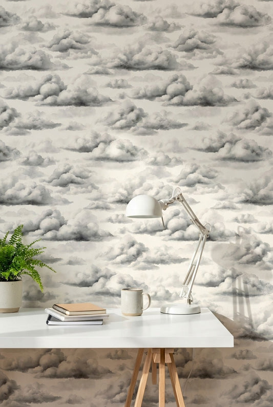 Clouds Wallpaper Gray Abstract Decorative Mural