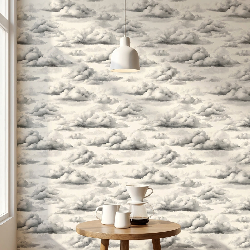 Clouds Wallpaper Gray Abstract Decorative Mural