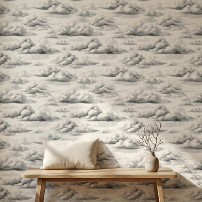 Clouds Wallpaper Gray Abstract Decorative Mural