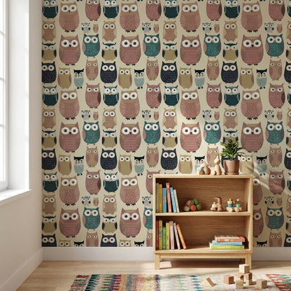 Whimsical Owls Wallpaper Playful Modern Decorative Mural
