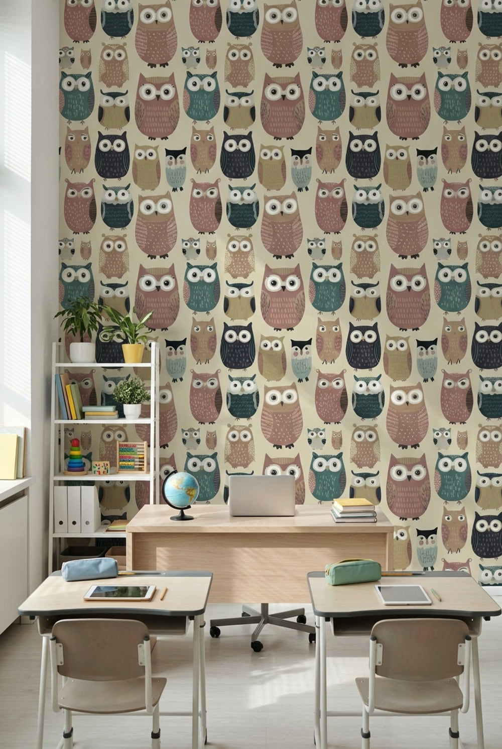 Whimsical Owls Wallpaper Playful Modern Decorative Mural