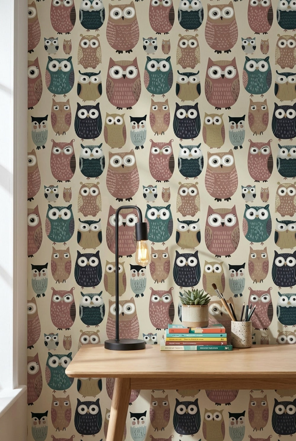 Whimsical Owls Wallpaper Playful Modern Decorative Mural