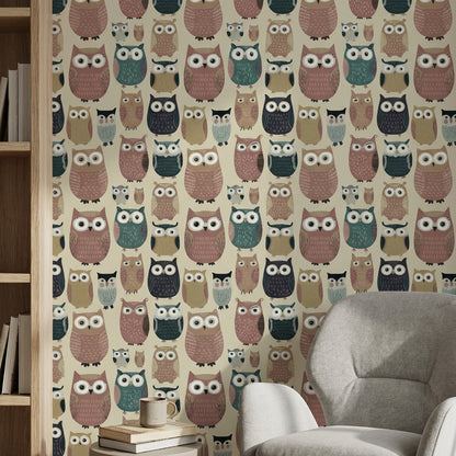 Whimsical Owls Wallpaper Playful Modern Decorative Mural
