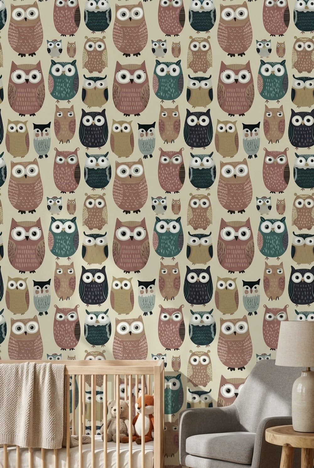 Whimsical Owls Wallpaper Playful Modern Decorative Mural