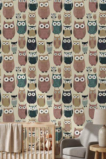 Whimsical Owls Wallpaper Playful Modern Decorative Mural