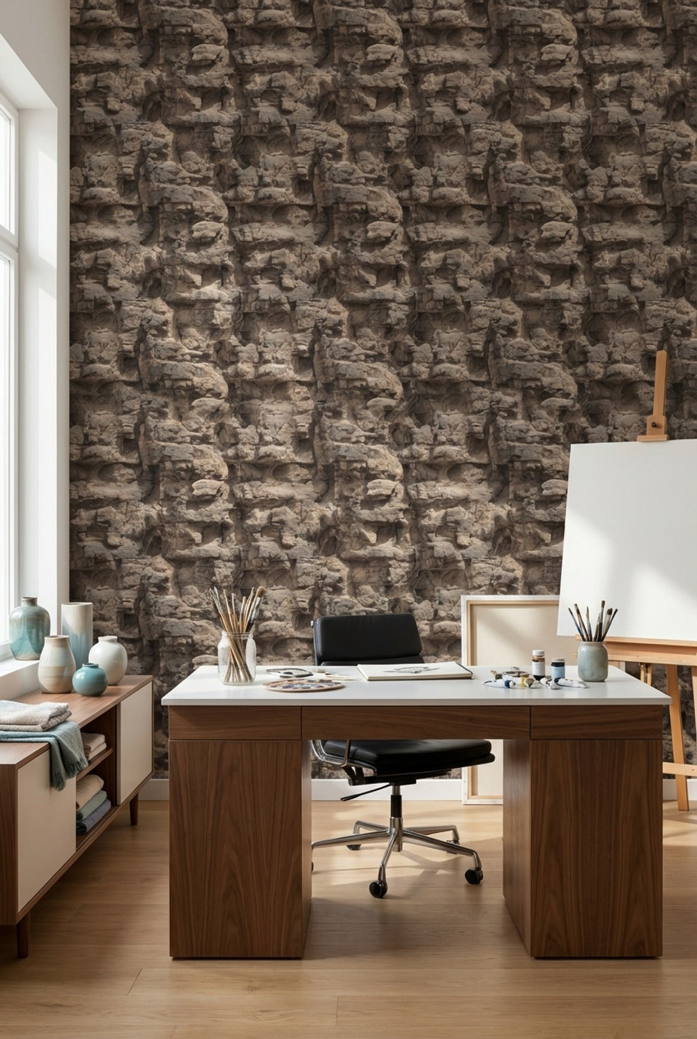 Stone Wall Wallpaper Rustic Natural Decorative Mural